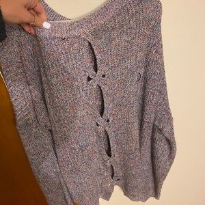 Multi color express sweater with cutout back
